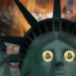 Bitcoin dans les yeux de la statut de la liberté